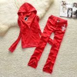 Juicy Grape Brand Autumn Spring Women Sportwear Suits Red Black Gray Printed Velvet WomenS Tracksuit Suits Fitness running suit