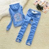 Juicy Lovers Brand Berber Fleece Velvet Women Sporting Suits Outdoor Jogging Tracksuits Hooded Collar Winter Sportswear suit