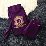 Juicy Coconut Brand Embroidery Diamonds Women Sporting Suits Slim Velvet Casual Women's Tracksuits Hooded Collar Sportswear suit