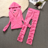 2022 Juicy Lovers Brand Coconut New Women Sporting Suits Solid Velvet Spring Autumn Casual Tracksuits Slim Sportswear suit