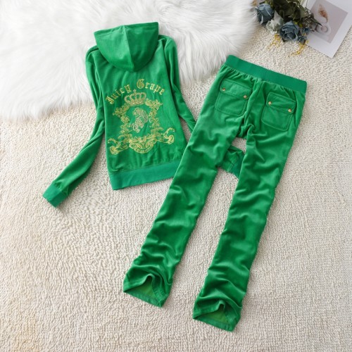 Juicy Grape Brand Velvet Tracksuit Two Piece Set Women's Hoodies and Pockets Trouser Set Y2K Velour Tracksuit