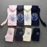 JUICY COMETURE 2024 New Autumn and Winter Tracksuit Velvet Women's Hooded Sports Suit Casual Sports Pants Suit Y2K Sports Suit