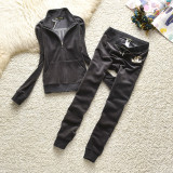 Juicy Lovers Brand 5 Bright Color Women Sporting Suits Heavy sequin Velvet Casual Women Tracksuits Hooded Collar Sportswear suit