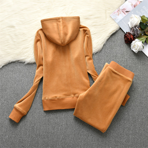 2024 Juicy Lovers Brand Newest Fashion Women Sporting Suits Solid Velvet Yoga Jogging Casual Tracksuits Women's Sportswear suit