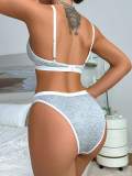 Women's Sexy Bra And Underwear Set With Triangular Cup Contrasting Color, No Steel Ring Bra And Seamless Underwear Bra Set YS273