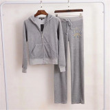 Juicy Lovers Brand Autumn Spring Women Sporting Suits Slim Casual Velvet Women Tracksuits Hooded Collar Jogging Sportswear suit