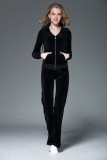 Juicy Lovers Brand Women Sporting Suits Black Blue Slim Velvet Casual Womens Tracksuits Hooded Collar Popular Sportswear suit