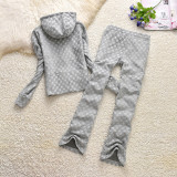 Juiyc Cometure Velvet Tracksuit 100% Cotton Women's Hooded Sweatshirt Solid Color Casual Sports Suit + Women Straight Pants