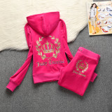 Juicy Lovers Brand Women Sporting Suits Set Velvet Diamond Embroidery Casual Tracksuits Spring Autumn Jogging Sportswear suit