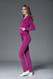 Juicy Lovers Brand Women Sporting Suits Black Pink Purple Slim Velvet Casual Womens Tracksuits Hooded Collar Sportswear suit