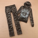 Juicy Cometure 2025 New Winter Women Hooded Velvet Suit American Streetwear Casual Hooded Sweatshirt 2pc Casual Women's Suit