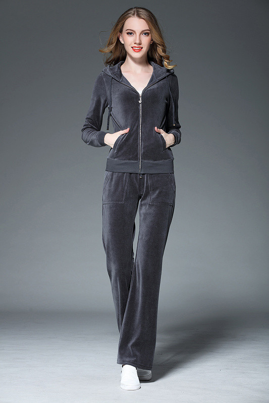 Juicy Lovers Brand Women Sporting Suits Black Blue Slim Velvet Casual Womens Tracksuits Hooded Collar Popular Sportswear suit