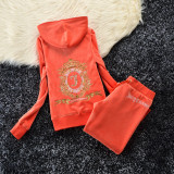 Juicy Coconut Brand Embroidery Diamonds Women Sporting Suits Slim Velvet Casual Women's Tracksuits Hooded Collar Sportswear suit