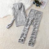 Y2K Velour Tracksuit Juicy Grape Fashion Brand Velvet Tracksuit Women's Hoodies and Trouser Set Two Piece Set
