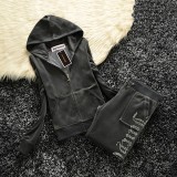 Juicy Coursera 2 Piece Sets Y2K Velvet Tracksuit Women's Jackets and Diamonds Pants Sets Casual Jogging Suit
