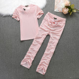 Juicy Coconut Brand Women Sporting Suits Pink Blue Gray White Navy Blue Soft Pleuche Casual Tracksuits Summer Sportswear suit