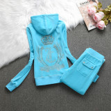 Juicy Cometure Velvet Tracksuit Women's Casual Sports Suit Hooded Sweatshirt + Casual Trousers 2pc Autumn and Winter Velvet Suit