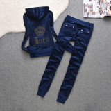 Juicy Lovers Brand New Slim Women's Suits Casual Outdoor Diamonds Velvet Women Tracksuits Hooded Collar Jogging Sportswear suit