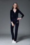 Juicy Lovers Brand Women Sporting Suits Black Blue Slim Velvet Womens Casual Tracksuits Hooded Collar Popular Sportswear suit