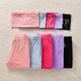 2022 Juicy Lovers Brand Summer Women Sporting Suits Velvet Jogging Casual Tracksuits Wrap Chest Crop Top suit Sportswear suit