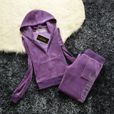 JUICY Cometure Y2K Velvet Tracksuit Women New Sports Suit Winter Casual Warm Hooded Jacket Y2K Women Sports Velvet Pants Suit