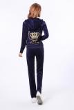 Juicy Grape Brand Autumn Women Sporting Suits Black Gray Pink Purple Velvet Women Tracksuit suits running Sportswear suit