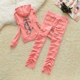 Juicy GRAPE Brand Autumn Spring Slim Women Sporting Suits Outdoor Velvet Flower Jogging Tracksuits Hooded Collar Sportswear suit