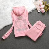 2024 Juicy Lovers Brand Casual Women's Suits Spring Autumn Outdoor Velvet Women Tracksuits Hooded Collar Jogging Sportswear suit