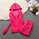 2024 Juicy Lovers Brand Casual Women's Suits Slim Autumn Outdoor Velvet Women Tracksuits Hooded Collar Jogging Sportswear suit