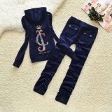 Juicy GRAPE Brand Autumn Spring Slim Women Sporting Suits Outdoor Velvet Flower Jogging Tracksuits Hooded Collar Sportswear suit