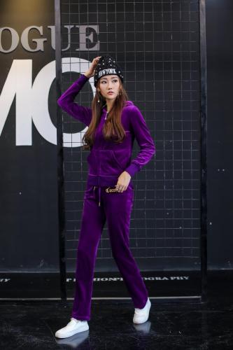 Juicy Lover Brand Spring Autumn Long Pant Women Casual Tracksuits Diamonds Velvet Jogging Yoga Sportswear Suits Set Black Purple