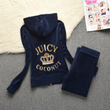 Juicy Lovers Brand Sporting Suits Women Tracksuits Casual Embroidery Diamonds Velvet Hooded Collar Yoga Jogging Sportswear Dress