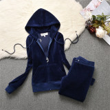 Juicy Lovers Brand 2024 Fashion Women Sporting Suits Hooded Slim Velvet Yoga Jogging Casual Tracksuits Women's Sportswear suit