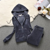 Juicy Lovers Brand 2024 Fashion Women Sporting Suits Hooded Slim Velvet Yoga Jogging Casual Tracksuits Women's Sportswear suit