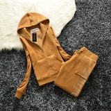 Juicy Coursera 2 Piece Sets Y2K Velvet Tracksuit Women's Jackets and Diamonds Pants Sets Casual Jogging Suit