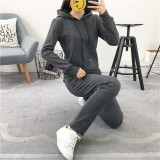 Juicy Lovers Brand Women Sporting Suits Set Velvet Pile Thicken Inside Pullover Tracksuits Hooded Collar Winter Sportswear suit