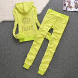 Juicy Lovers Brand New Slim Women's Suits Casual Outdoor Diamonds Velvet Women Tracksuits Hooded Collar Jogging Sportswear suit