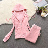 2 Pieces Set Women's Outfit 2024 Women's Hoodies and Pant Set Casual Velvet Tracksuit Elegant Women's Sets