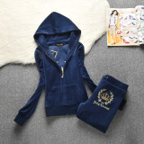 Juicy Lovers Brand Women Sporting Suits Set Velvet Diamond Embroidery Casual Tracksuits Spring Autumn Jogging Sportswear suit