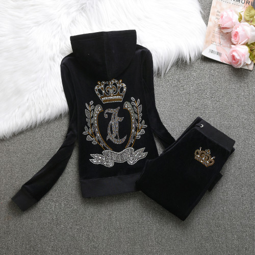 Juicy Cometure Velvet Tracksuit Women's Casual Sports Suit Hooded Sweatshirt + Casual Trousers 2pc Autumn and Winter Velvet Suit