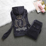 2024 Juicy Lovers Brand Casual Women's Suits Spring Autumn Outdoor Velvet Women Tracksuits Hooded Collar Jogging Sportswear suit