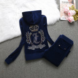 2024 Juicy Lovers Brand Casual Women's Suits Spring Autumn Outdoor Velvet Women Tracksuits Hooded Collar Jogging Sportswear suit