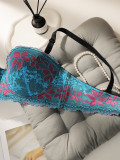 Women's plus Size Underwear Half Cup Gathered Push Up Embroidery Flower Lace Design Suitable For Voluptuous Women 90D-110D B2388