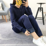 Juicy Lovers Brand Women Sporting Suits Set Velvet Pile Thicken Inside Casual Tracksuits Pullover Collar Winter Sportswear suit