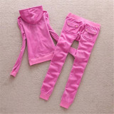 Juicy Lovers Brand Autumn Spring SlimWomen Sporting Suits Outdoor Velvet Casual Jogging Tracksuits Hooded Collar Sportswear suit