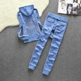 Juicy Lovers Brand New Slim Women's Suits Casual Outdoor Diamonds Velvet Women Tracksuits Hooded Collar Jogging Sportswear suit