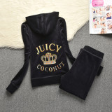 Juicy Lovers Brand Sporting Suits Women Tracksuits Casual Embroidery Diamonds Velvet Hooded Collar Yoga Jogging Sportswear Dress