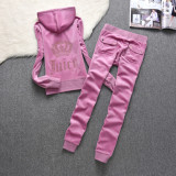 Juicy Lovers Brand New Slim Women's Suits Casual Outdoor Diamonds Velvet Women Tracksuits Hooded Collar Jogging Sportswear suit