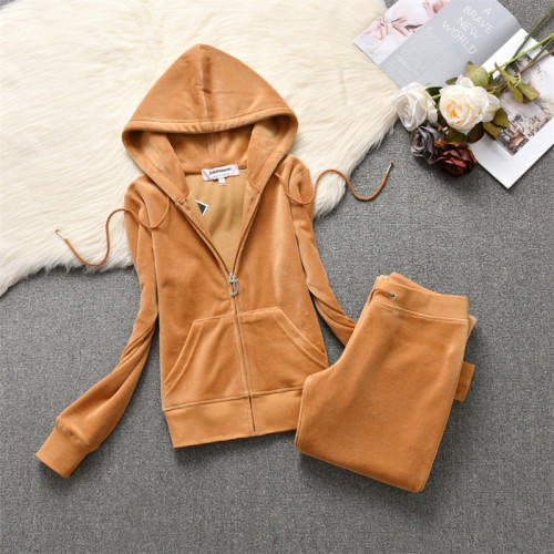 2024 Juicy Lovers Brand Newest Fashion Women Sporting Suits Solid Velvet Yoga Jogging Casual Tracksuits Women's Sportswear suit