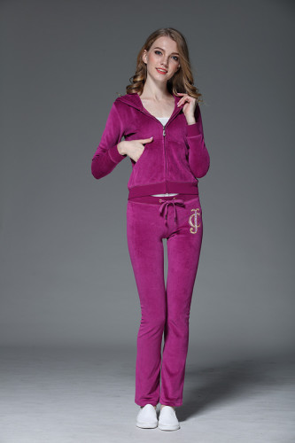 Juicy Lovers Brand Women Sporting Suits Black Pink Purple Slim Velvet Casual Womens Tracksuits Hooded Collar Sportswear suit